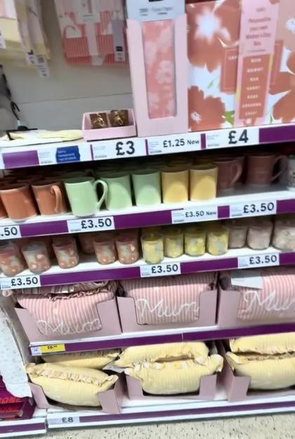 Mother's Day themed merchandise in a supermarket aisle.