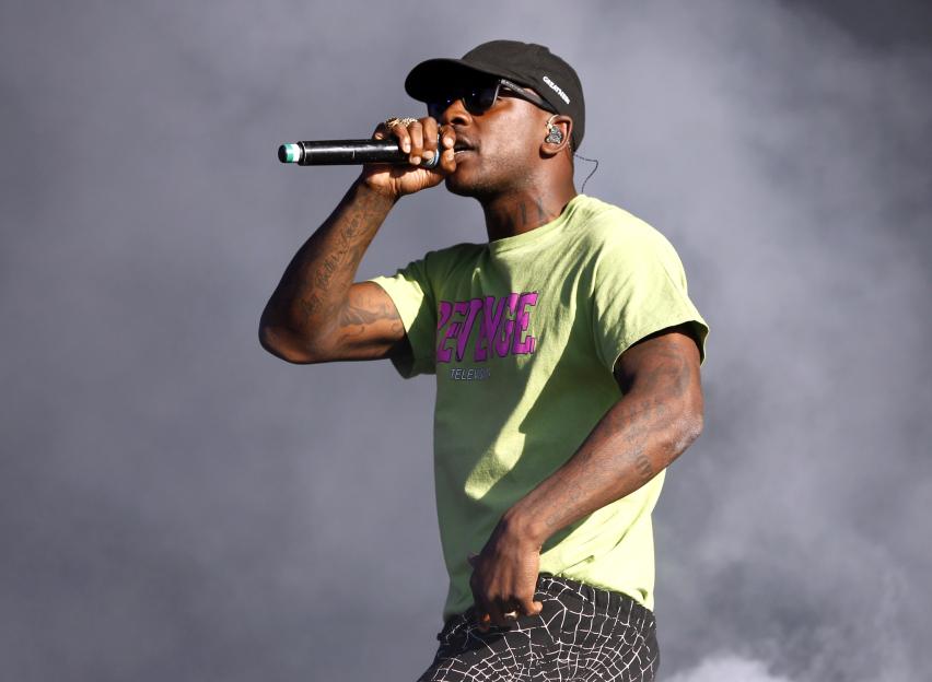 Skepta performing at Reading Festival.