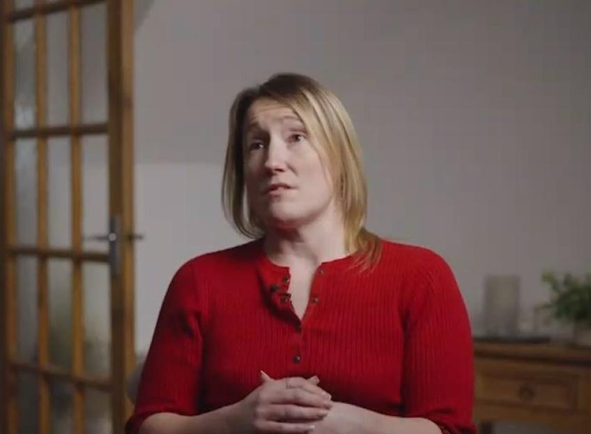 Zoe Watts, a survivor, being interviewed by CNN about men drugging and assaulting their wives.