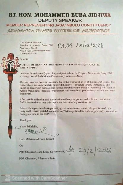 Six PDP Lawmakers from Adamawa Make a Bold Exit from the Party