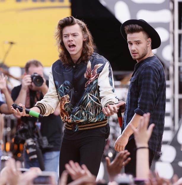 One Direction's Harry Styles and Liam Payne performing on "Good Morning America."