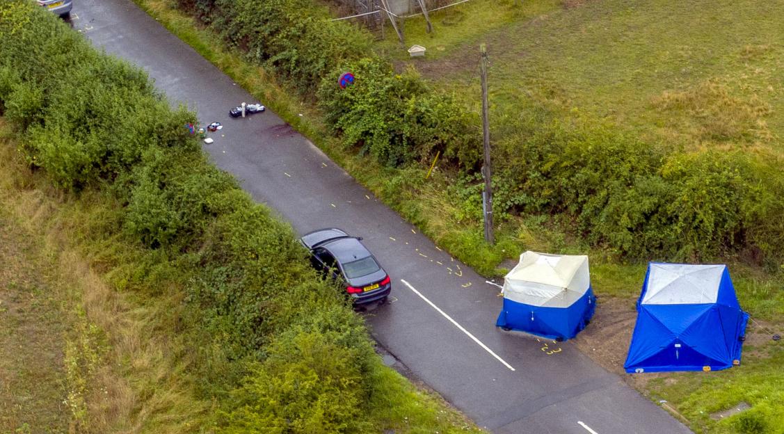 Aerial view of the scene at Ufton Lane, near Sulhamstead, Berkshire, where a police officer was killed.