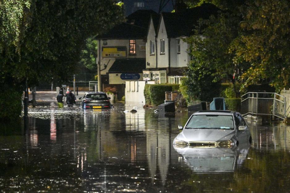 Church Road, Birmingham, 26th August 2026. Two cars have been flooded on Church Road in Birmingham, Several others were also swamped in their driveways with residents bainling water out. Severe rainfall fell within an hour as lightning also lashed th
