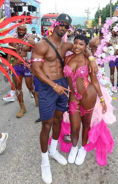 Whitney Adebayo and Yamen Sanders attend carnival in Jamaica.