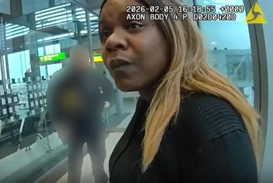 Body-worn camera footage of Simone de Gale following her arrest.