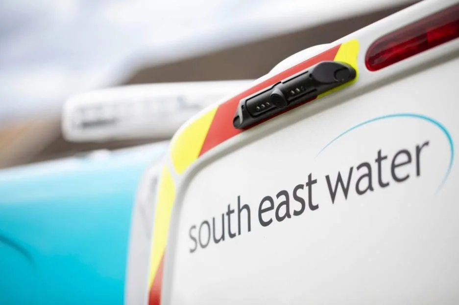 A close-up of a South East Water van showing the company logo on the rear.