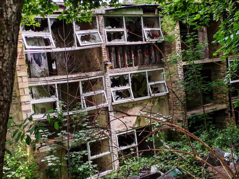 Derelict flats in Manningham, Bradford where Patricia Atkinson was murdered.
