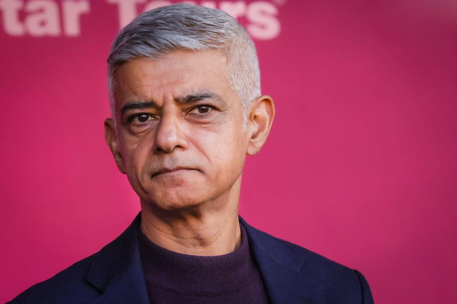 Mayor of London Sadiq Khan in a close-up portrait.
