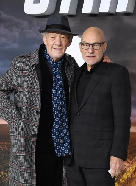 Sir Ian McKellen and Sir Patrick Stewart pose together at the 'Star Trek: Picard' premiere in London.
