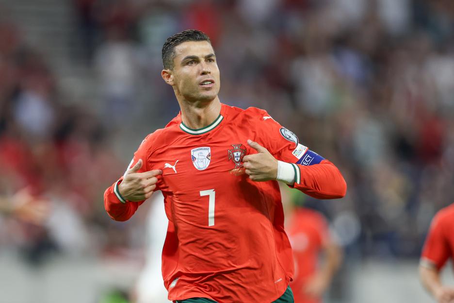 Cristiano Ronaldo celebrating a goal for Portugal