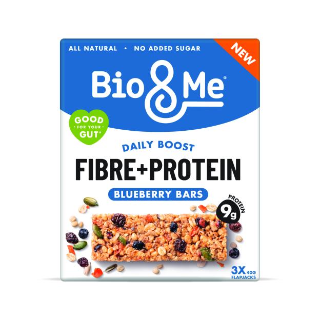 Bio & Me Blueberry Bars Fibre + Protein packaging.