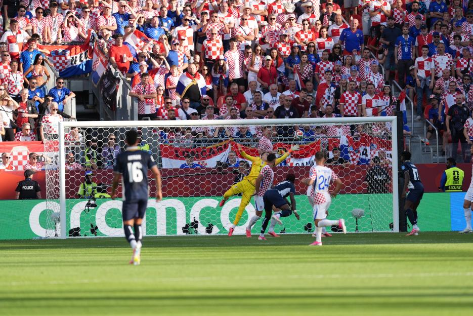 Dominik Livakovic of Croatia saves the ball during the 2026 FIFA World Cup First Stage Group L match between Panama and Croatia.