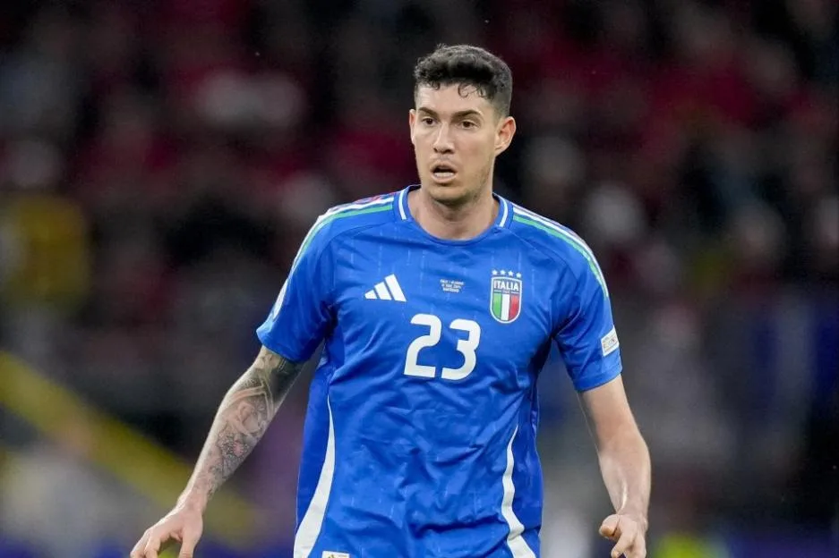 Alessandro Bastoni of Italy controls the ball during a UEFA EURO 2024 match.