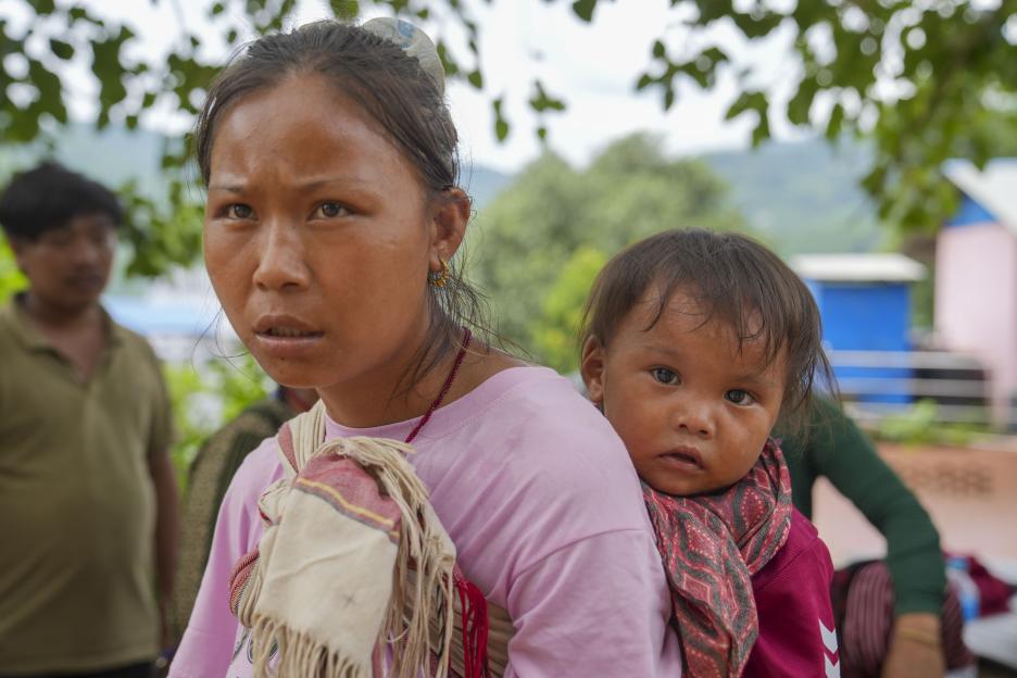 Urmila Tamang and her son after the Nepal floods.