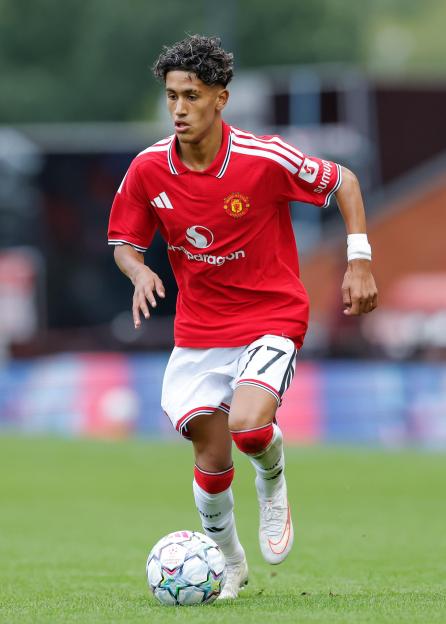 Leigh, England, 10th September 2026. Joseph Junior Andreou Gabriel (JJ Gabriel) of Manchester United during the Manchester United U19 vs Sabah U19 UEFA Youth League match at Leigh Sports Village, Leigh. Picture credit should read: Cody Froggatt / Spo