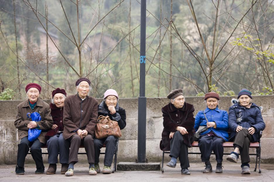 Elderly Women On Benches, Chongqing, China