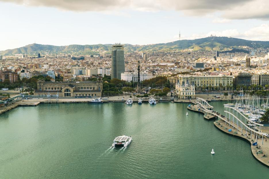 Harbor and city of Barcelona, Catalonia, Spain