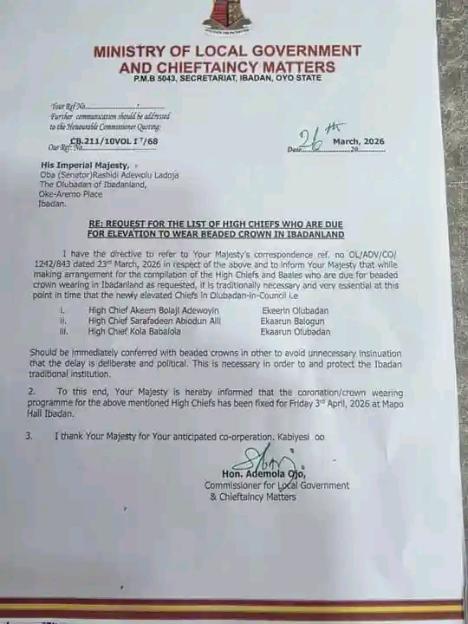 Tensions Rise in Ibadan as Oyo Government Announces Coronation of APC Gubernatorial Aspirant Alli as Oba