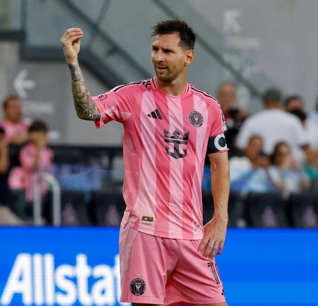 Miami, Florida, USA. 17th May, 2026. Inter Miami forward LIONEL MESSI (10) gestures during a MLS soccer match between Inter Miami CF and Portland Timbers at NU Stadium in Miami Credit: Chris Arjoon/ZUMA Wire/Alamy Live News