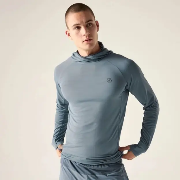 A man wearing a grey DARE 2B hoodie.