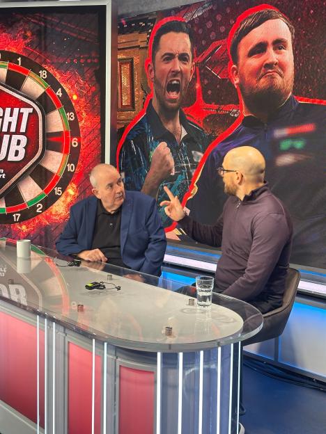 Phil Taylor and Mark Webster on Flight Club.