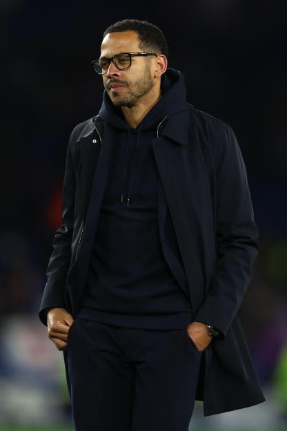 Brighton and Hove, UK. 21st Apr, 2026. Liam Rosenior, head coach of Chelsea stands in the front of the fans after the Brighton and Hove Albion vs Chelsea Premier League match at the AMEX Stadium, Brighton and Hove. Picture credit should read: Paul Te