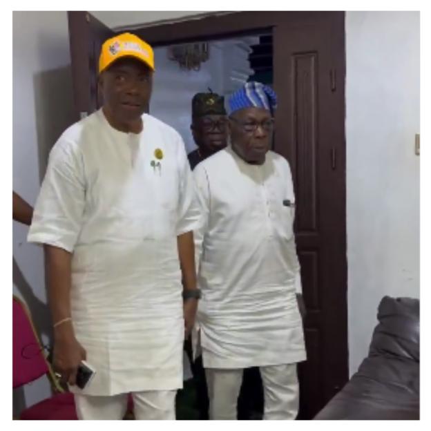 Watch: Obasanjo's Unexpected Visit to Adeleke During Osun Election! [VIDEO]
