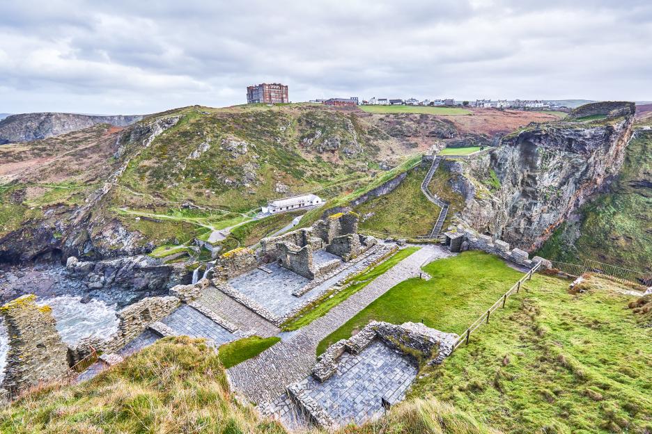 Ruins of a village near Tintagel Castle, associated with King Arthur legends.