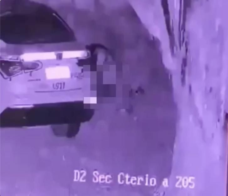 VIDEO: Cop caught romping next to patrol car while on duty