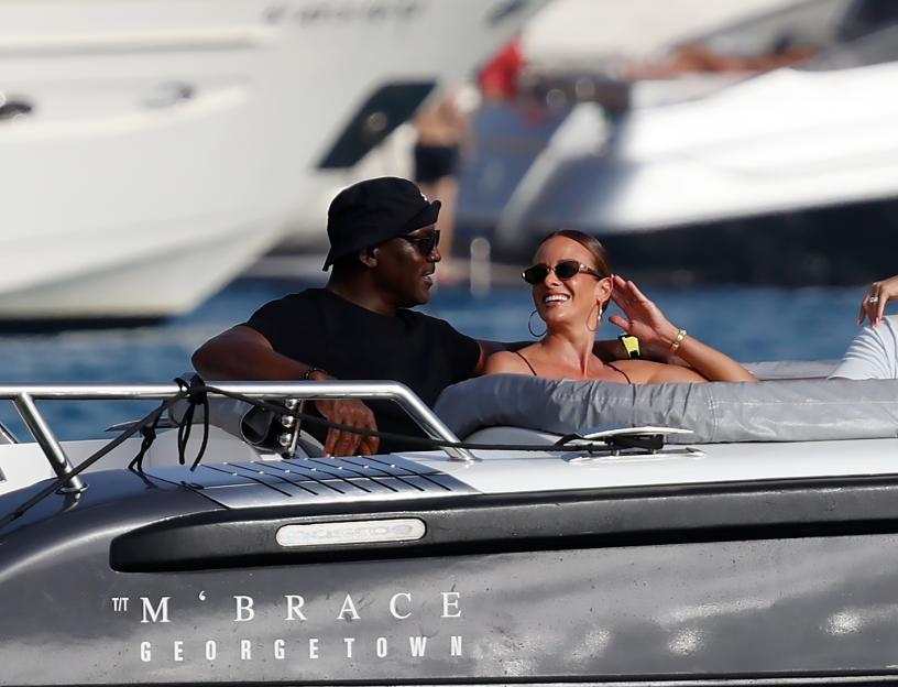 Michael Jordan and Yvette Prieto on a yacht in Ibiza, Spain.