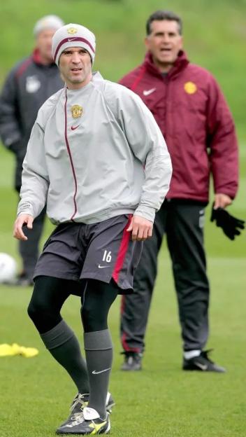 Roy Keane of Manchester United during a first-team training session.