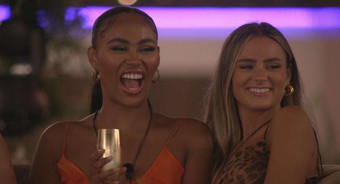 Ella Thomas and Leah Taylor smiling at the Love Island Movie Night.