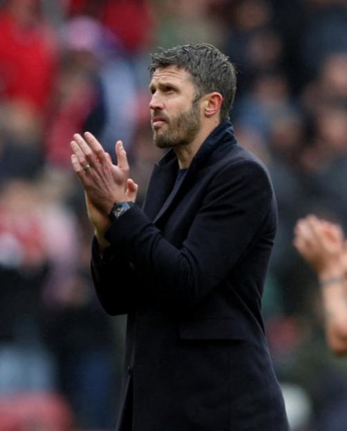 Manager Michael Carrick applauding during the Premier League match between Sunderland and Manchester United.