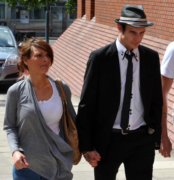 Blake Fielder-Civil, Sarah Aspin, and baby Jack on a prison visit.