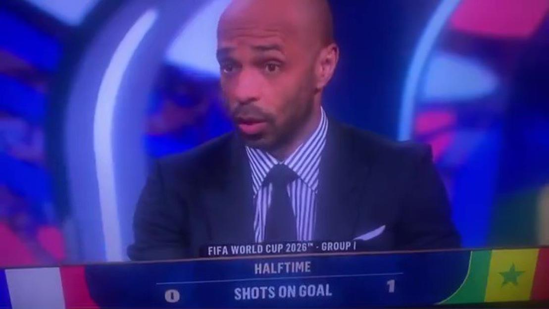 Thierry Henry on TV during FIFA World Cup 2026 broadcast.