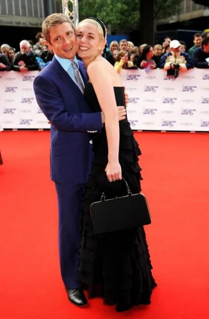 Martin Freeman and partner Amanda Abbington arriving at the National Movie Awards.