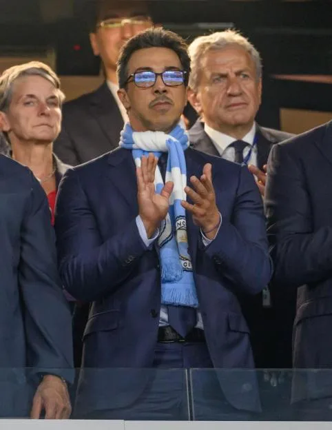 London, UK. 30th Sep, 2026. Manchester City owner Sheikh Mansour (left) and Chairman Khaldoon Al Mubarak at the Champions League Final in Istanbul. Manchester City have been found guilty by the Premier League of all 115 charges relating to financial