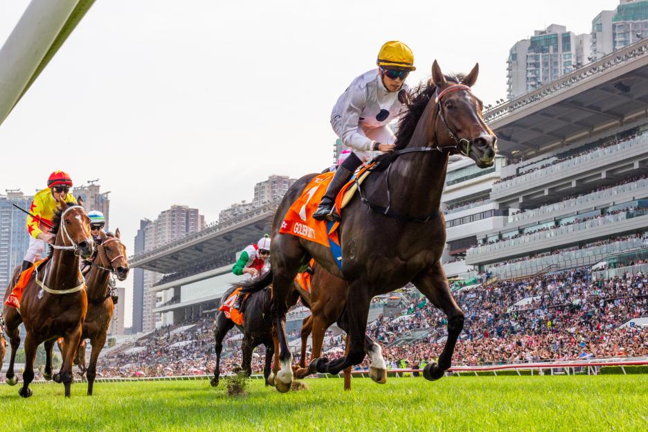 Jockey Vincent Ho Chak-yiu riding Golden Sixty wins Race 7 FWD Champions Mile (G1 1600m).