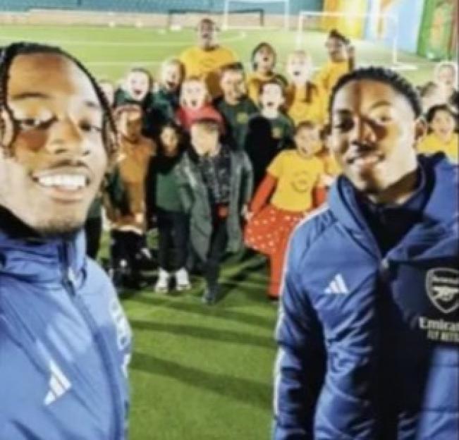 Arsenal Stars Myles Lewis-Skelly and Noni Madueke Leave School Kids in Awe with Surprise Visit!