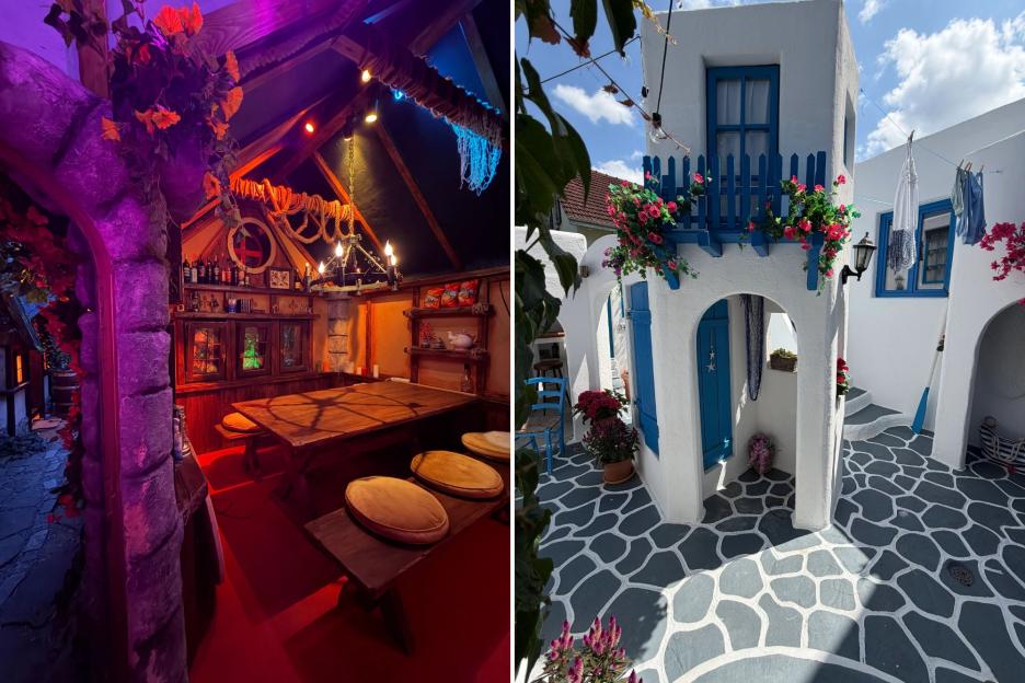 Man Invests £10k to Create Stunning Miniature Greek Village in His Backyard – Bar Included!