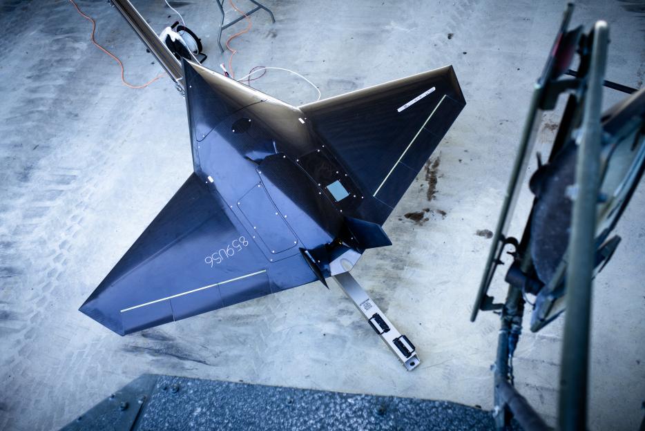 A Nyan one-way attack drone on its launch rail at a British Army base in Estonia.