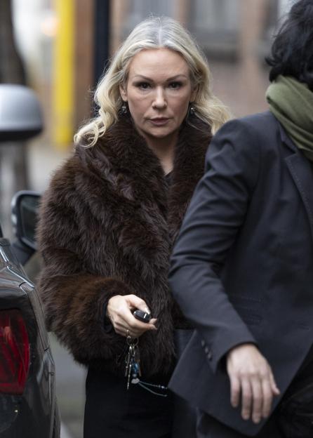 Kristina Rihanoff in a fur coat, arriving to give evidence in the inquest of Robin Windsor.