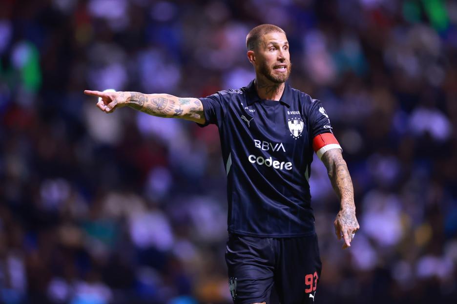 Sergio Ramos of Monterrey reacts during the 7th round match between Puebla and Monterrey.