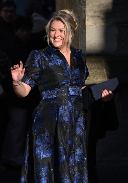 Sara Davies attends the wedding of Adam Peaty and Holly Ramsay at Bath Abbey.