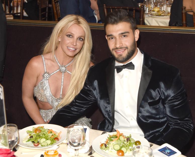 Britney Spears and Sam Asghari seated at the 29th Annual GLAAD Media Awards.