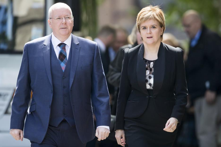 Peter Murrell and Nicola Sturgeon at a memorial service for Gordon Wilson.