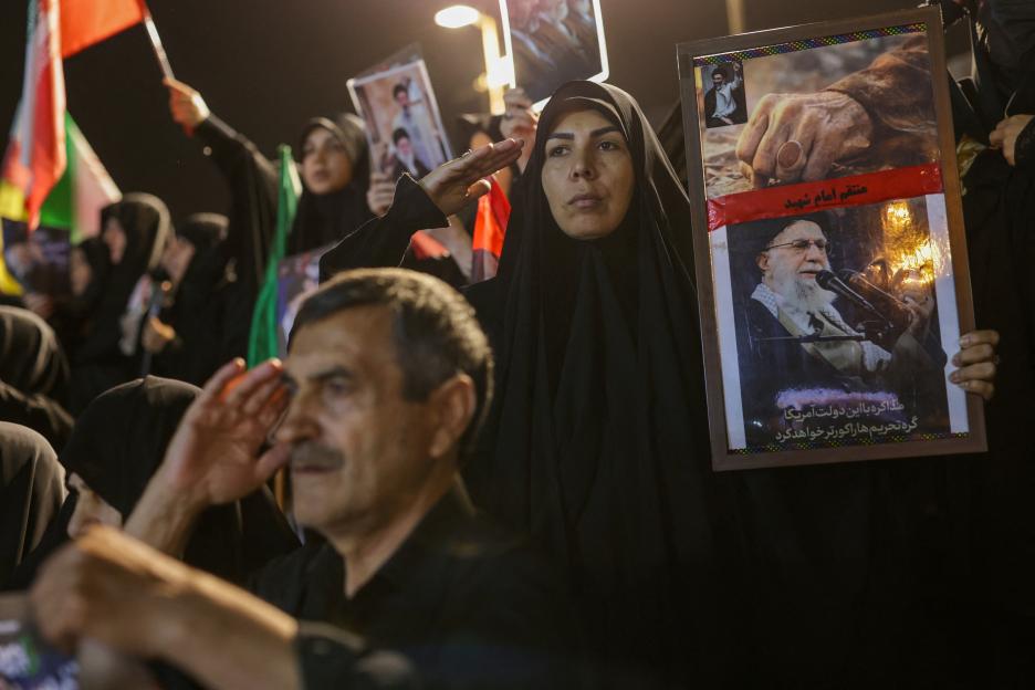 Iranians prepare for a farewell ceremony for late Supreme Leader Ayatollah Ali Khamenei, in Tehran