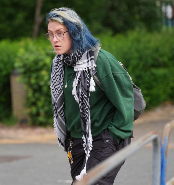 Charlotte Head outside Woolwich Crown Court, where she is facing a retrial.