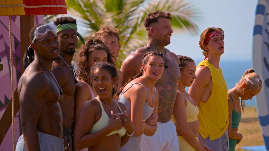 Demari, Yamen, Natalie, Marissa, and Jimmy P. from "Perfect Match" looking on.