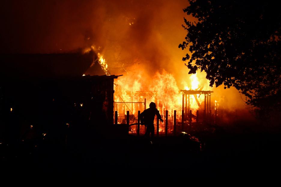 Wildfire near Lege-Cap-Ferret in the Gironde department